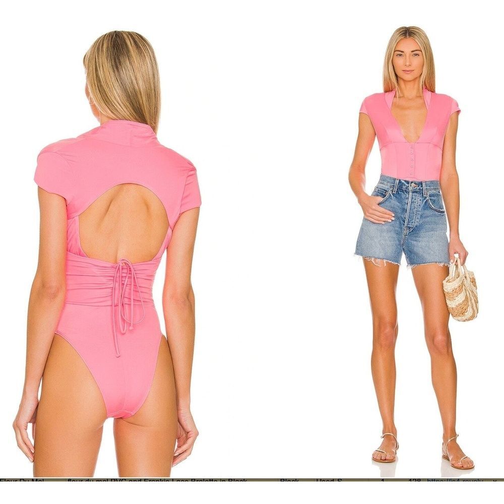 Hah Revolve Swimsuit One Piece S Retro Preppy Ruched Tie Pink Had Me At Hello